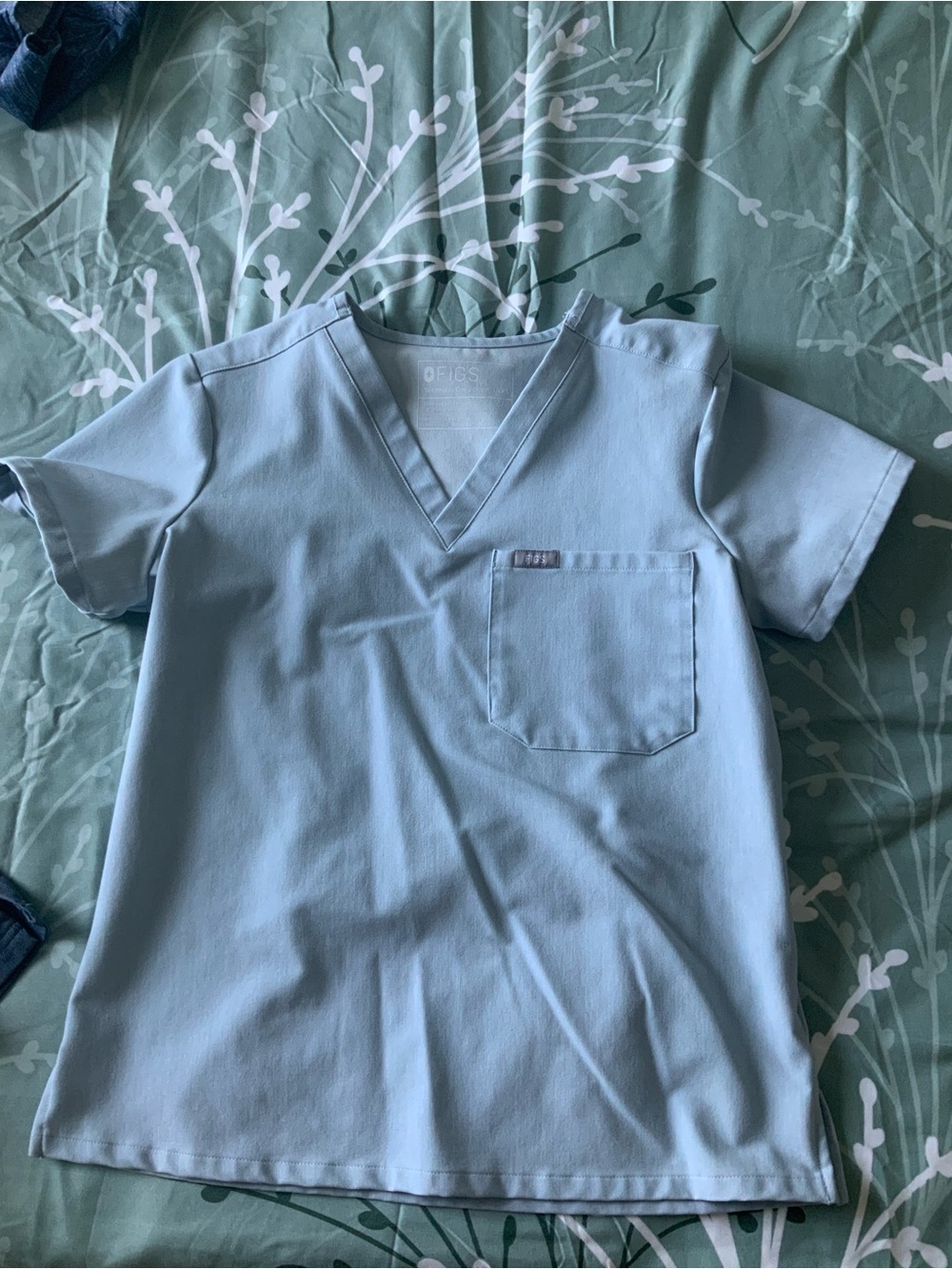 Figs Women's Light Blue Scrub top XXS and straight leg pant XS